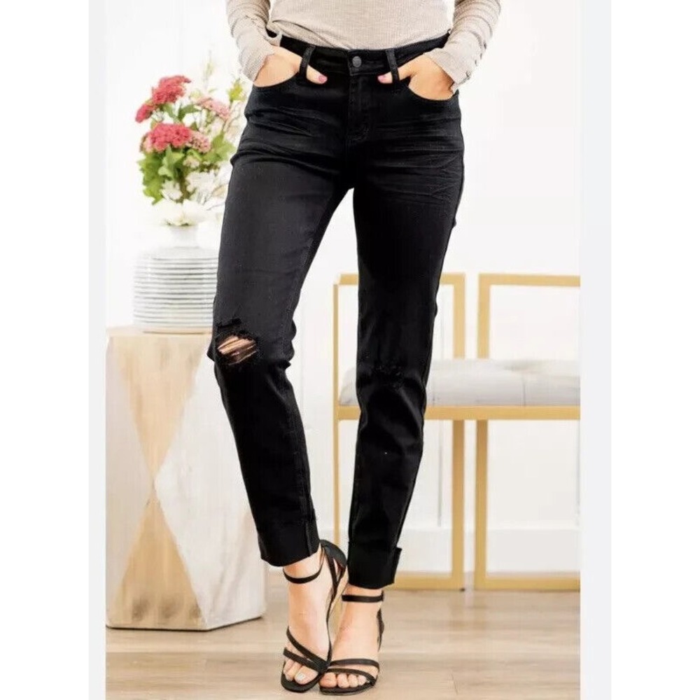 Judy Blue‎ Black Mid Rise Destroyed Slim FIT Jeans Black 88137 Size 20W 20 NEW